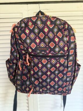 Vera Bradley Navy Multi-Color Diamond Print Backpack